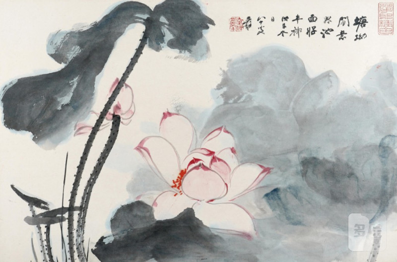    台灣長流畫廊藏 張大千 塘幼間意圖 出版：張大千逝世三十週年紀念（登峰造極）/中國近代彩墨名家精選集